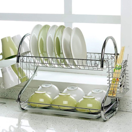 Drainer Dish Rack Stainless Steel 2 Layer