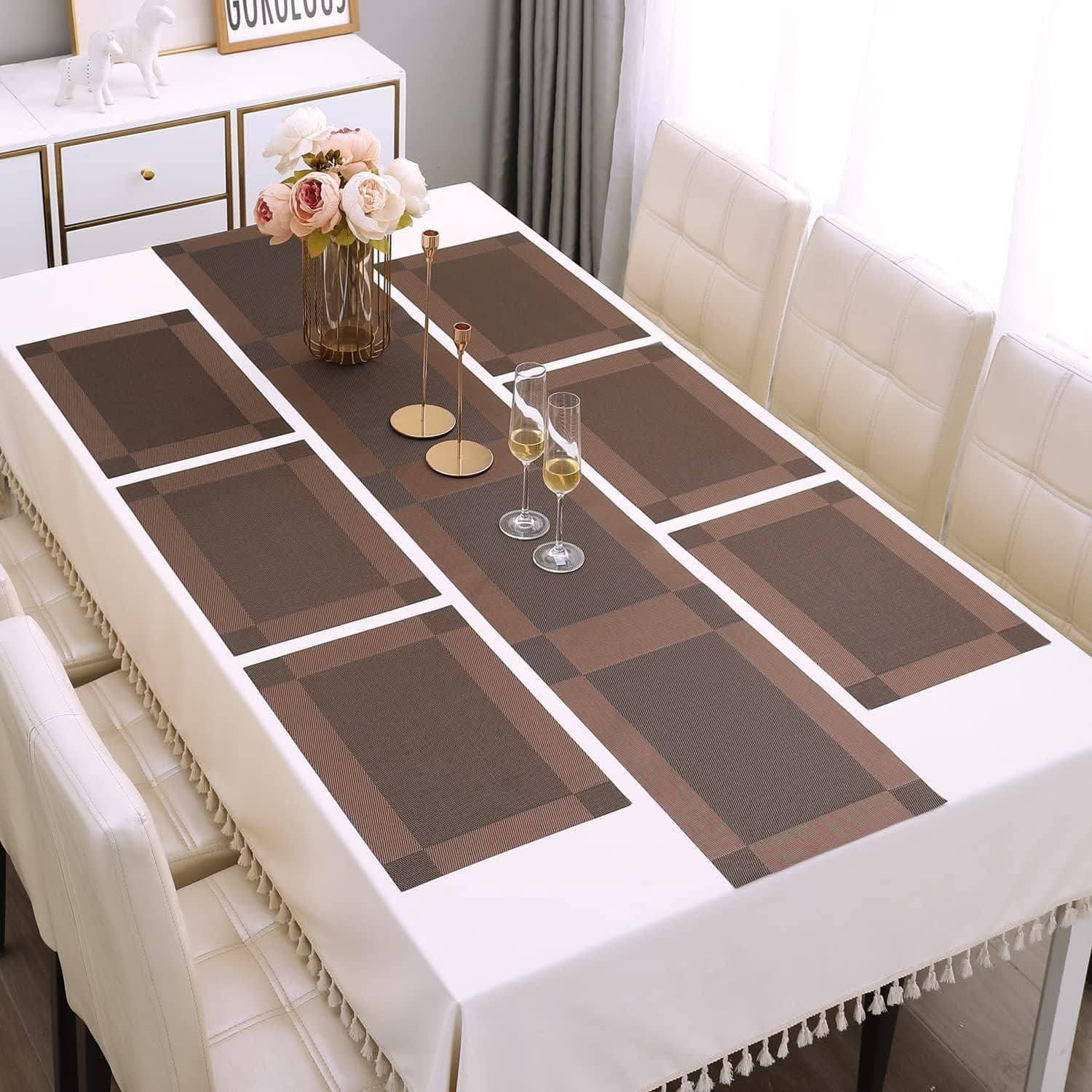 7 pcs Coffe Colour Table Runner With Mats