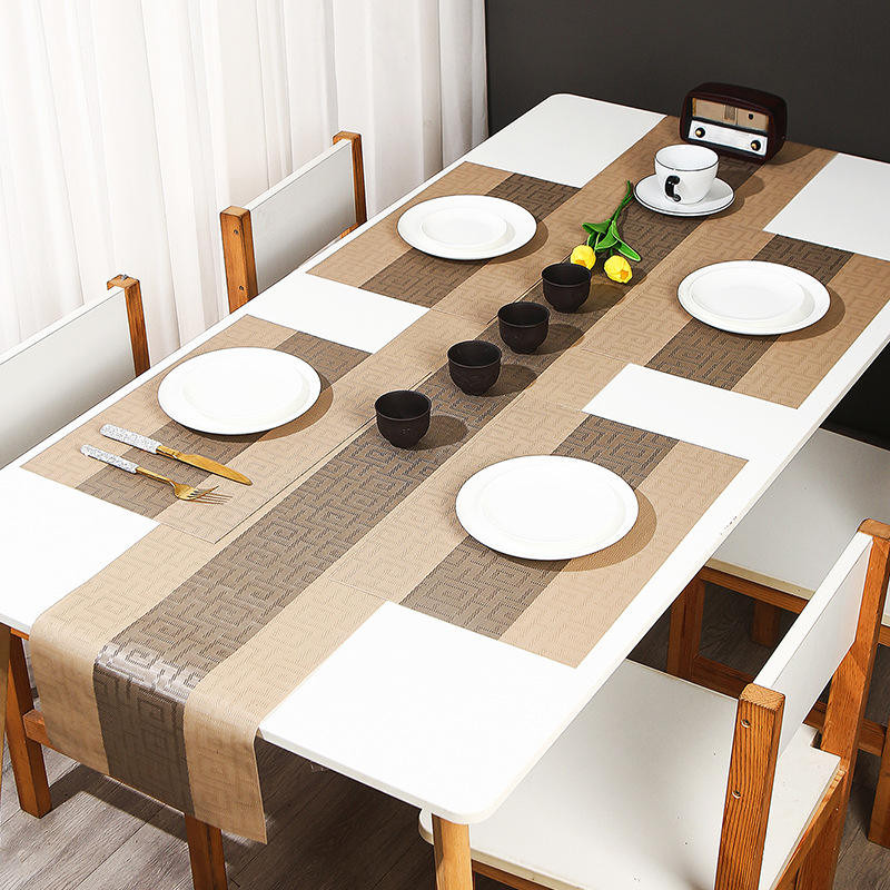 7 pcs New Deep Brown Table Runner With Mats